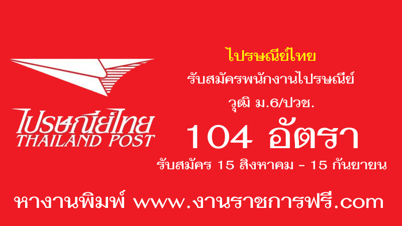 ไปรษณีย์ไทย 104 อัตรา