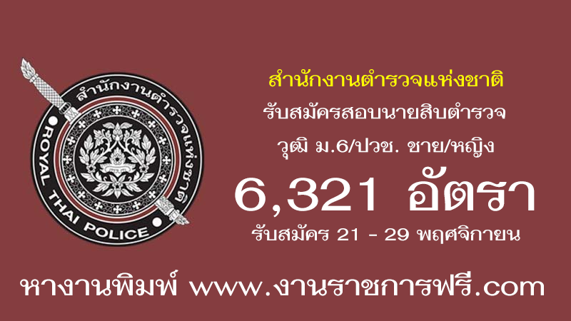 สำนักงานตำรวจแห่งชาติ 6,321 อัตรา