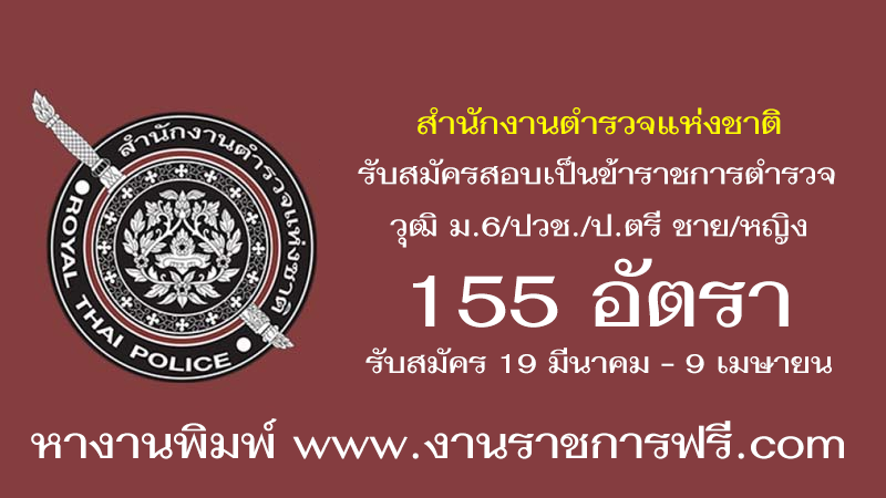 สำนักงานตำรวจแห่งชาติ 155 อัตรา