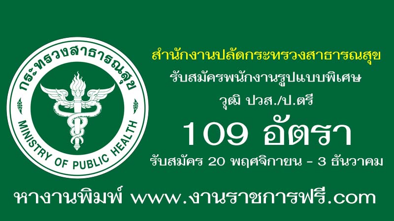 สำนักงานปลัดกระทรวงสาธารณสุข 109 อัตรา