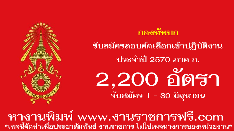 กองทัพบก 2,200 อัตรา