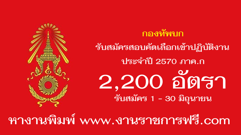 กองทัพบก 2,000 อัตรา