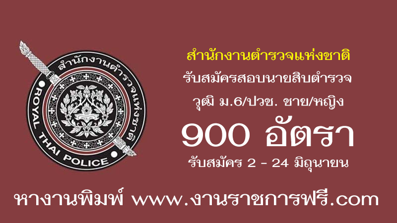 สำนักงานตำรวจแห่งชาติ 900 อัตรา