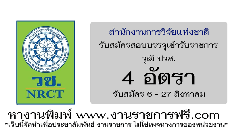 สำนักงานการวิจัยแห่งชาติ 4 อัตรา