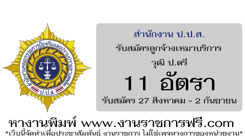 สำนักงาน ป.ป.ส. 11 อัตรา