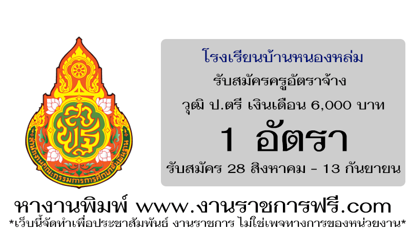 โรงเรียนบ้านหนองหล่ม 1 อัตรา