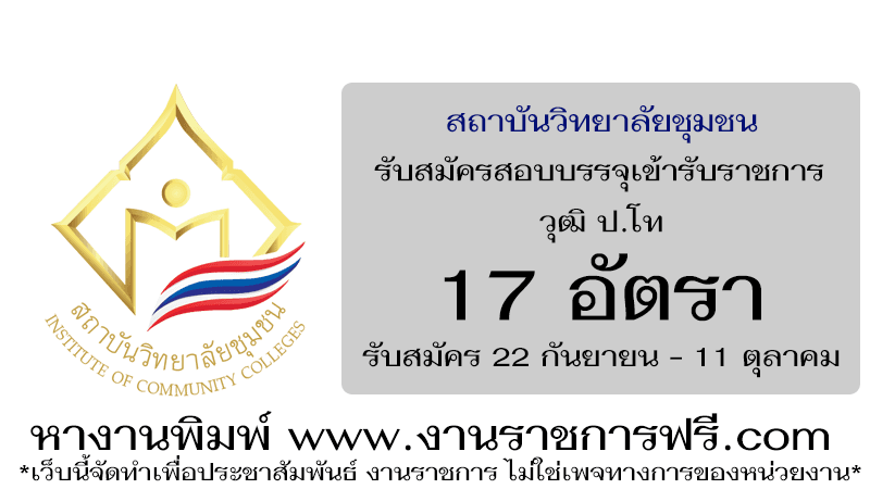 สถาบันวิทยาลัยชุมชน 17 อัตรา