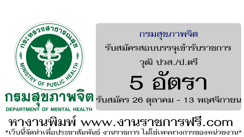 กรมสุขภาพจิต 5 อัตรา